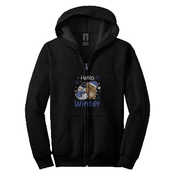 Discover quokkas Hello Winter Snowman Snow Zip Hoodies
