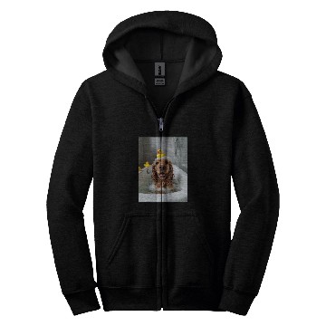 Discover Cocker Spaniel Dog Chilling in the Bath Tub Zip Hoodies