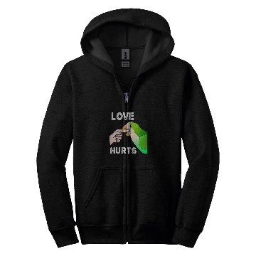 Discover Love Hurts Quaker Parrot Monk Parakeet Biting Finger Zip Hoodies