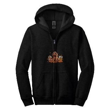 Discover Cocker Spaniel Coffee Warm Cozy Autumn Vibes Thanksgiving Zip Hoodies
