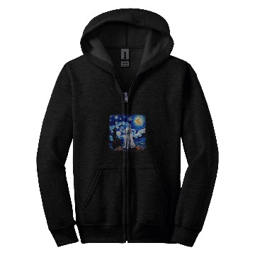 Discover Dog in starry night van gogh Maltese Zip Hoodies
