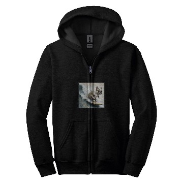 Discover French bulldog surfing Zip Hoodies