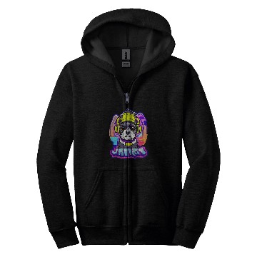 Discover Mini Schnauzer colored with headset kawaii dog graphic Zip Hoodies