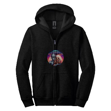 Discover Cute Alien Cocker Spaniel Friendship Funny vintages UFO Zip Hoodies