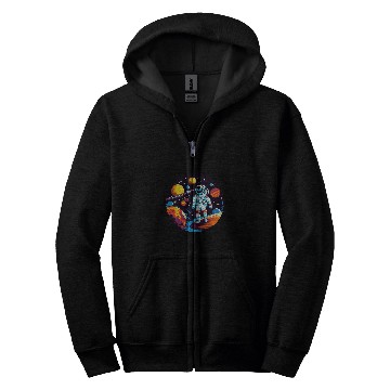 Discover Retro Astronaut Outer Space Planet Galaxy Zip Hoodies