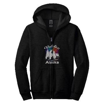 Discover Valdez Alaska Aurora Borealis Polar Bear Orca Moose Zip Hoodies