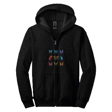 Discover Nine Beautiful Butterflies Zip Hoodies