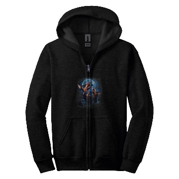 Discover Funny Doberman Doberman Pinscher Howling at the Moon Zip Hoodies