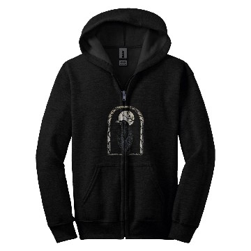 Discover Mystical Moon Gothic Raven Zip Hoodies