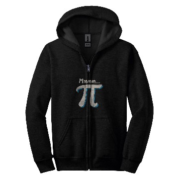 Discover Mmmm Pi Day Math Pun Funny Algebra and Pie Lover Humor Gift Zip Hoodies