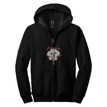 Discover Funny Peekaboo Bichon Frise Zip Hoodies