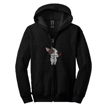Discover Miniature Bull Terrier Dog Kisses Zip Hoodies