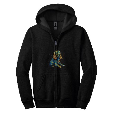Discover Geometric Cocker Spaniel Dog Abstract Animal Arts Pattern 1 Zip Hoodies