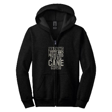 Discover Warning loved an protected by a Cane Corso Zip Hoodies
