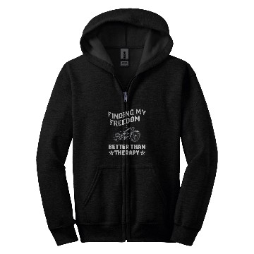 Discover Motorcycle Biker finding my freedom better than therapy ride Zip Hoodies