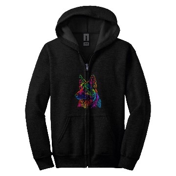 Discover Rainbow German Shepherd Designer Zip Hoodies
