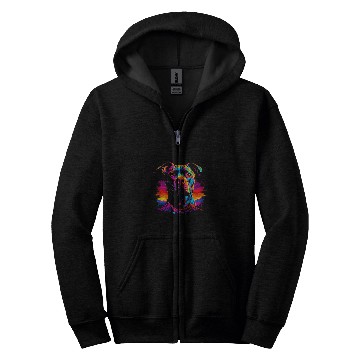 Discover Pitbull Dog Mountain Art Zip Hoodies