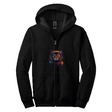 Discover Space Cat Astronaut Cat Galaxy Kitten Graphic Zip Hoodies