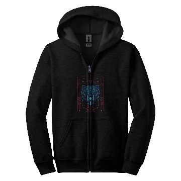 Discover Native American geometric animal sabertooth tiger Zip Hoodies