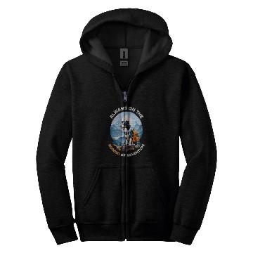 Discover Hiking Dog Border Collie Adventure Mountain Explorer Zip Hoodies