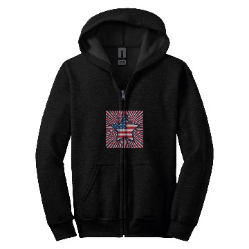 Discover Red White And Blue Decorative Star Zip Hoodies