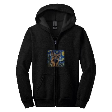 Discover German Shepherd Dog Van Gogh Style Starry Night Zip Hoodies