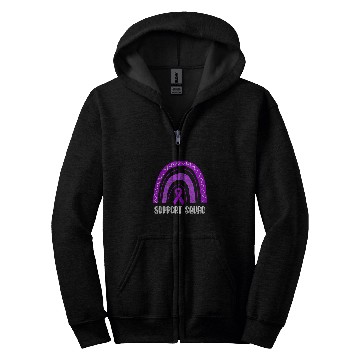 Discover Support Squad Purple Rainbow Ribbon Epilepsy Awareness Zip Hoodies