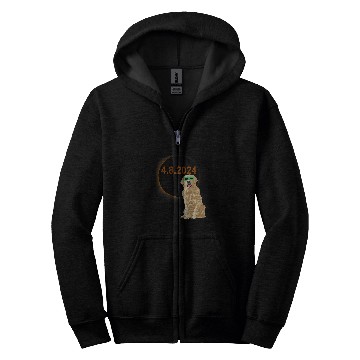 Discover Solar Eclipse Golden Retriever Wearing Solar Eclipse Glasses Zip Hoodies