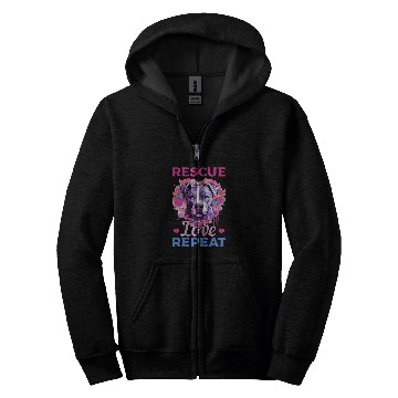 Discover Pitbull Pittie Rescue Love Repeat Zip Hoodies