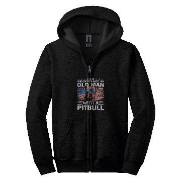 Discover Pitbull Pittie Dog Breed Never Underestimate an Old Man Zip Hoodies