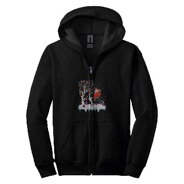Discover Santa Riding Border Collie Dog Tree Lights Border Collie Fun Zip Hoodies
