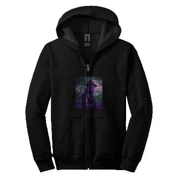 Discover Purple Violet Plague Doctor Standing On Mountain Cool Art Zip Hoodies