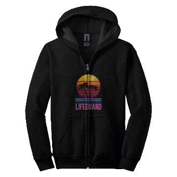 Discover Lifeguard Retro Palm Tree Swimming Beach Summer Zip Hoodies