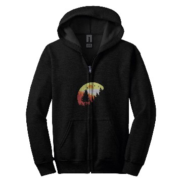 Discover Sunset Pine Tree Camping Retro Sun Graphic Sunrise Casual Zip Hoodies