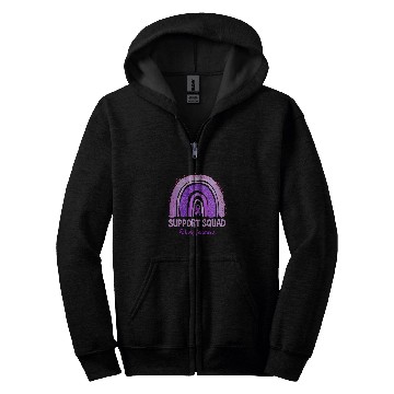 Discover Support Squad Epilepsy Awareness Rainbow Purple Ribbon Zip Hoodies