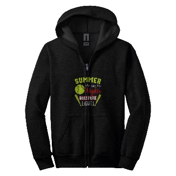 Discover Summer Nights Ballpark Lights Softball Zip Hoodies