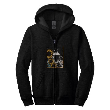 Discover Space Explorer Sunflowers Astronaut Zip Hoodies