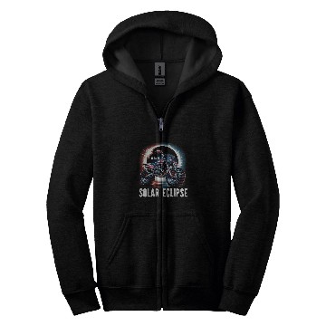 Discover Total Solar Eclipse Motorcycle April 8 2024 Solar Eclipse Zip Hoodies