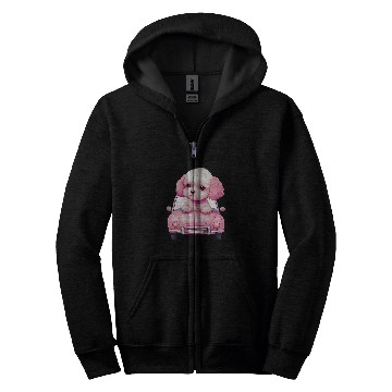 Discover Poodle in Cute Pink Car Zip Hoodies
