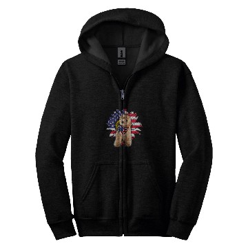 Discover Sunflower American Flag Labradoodle Dog Lovers Zip Hoodies