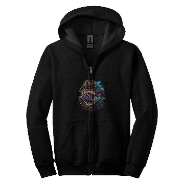 Discover Steampunk Pug Dog Aesthetic Vaporwave Dog Design Zip Hoodies