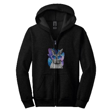 Discover Rabbit Space Glasses Bunny Galaxy Sunglasses Meme Zip Hoodies