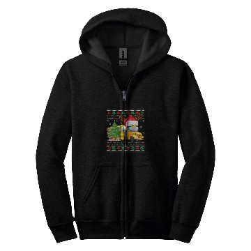 Discover School Bus Driver Reindeer Santa Hat Ugly Christmas Sweater Zip Hoodies