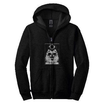 Discover Solar Eclipse 2024 Totality Tarot Card Pomeranian Dog Zip Hoodies