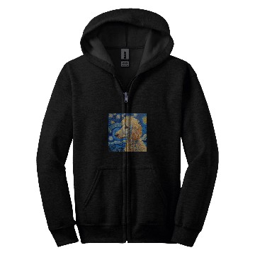 Discover Poodle Dog Van Gogh Style Starry Night 2 Zip Hoodies
