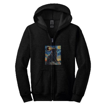 Discover Total Solar Eclipse Landseer Newfoundland Dog 1 Zip Hoodies