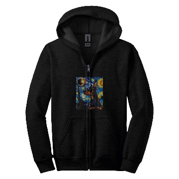 Discover Total Solar Eclipse Doberman Dog Zip Hoodies