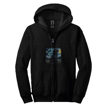 Discover Van gogh Newfoundland in starry night 2 Zip Hoodies