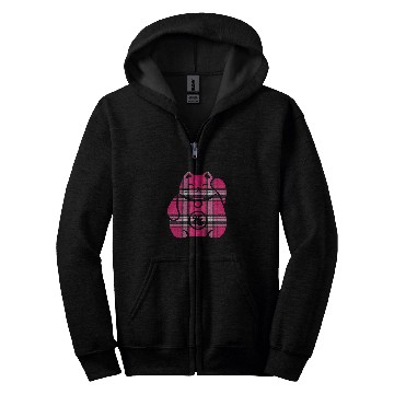 Discover Maneki Neko Japanese Lucky Cat Tartan Pattern Silhouette Cat Zip Hoodies