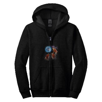 Discover three basset hound howling at moon dog lovers costume Zip Hoodies